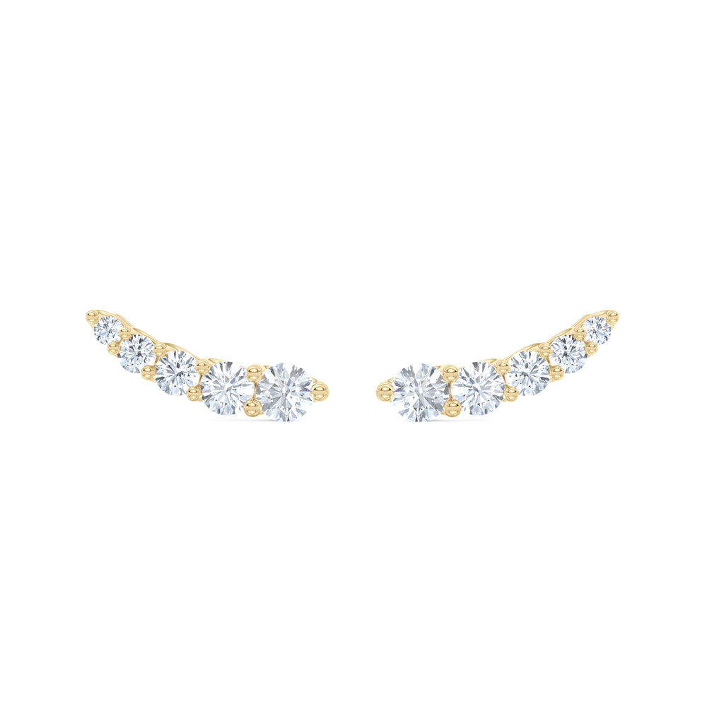 Legacy 1.00ct Round Cut Lab Diamond Ear Climber Stud Earrings in 18K Yellow Gold