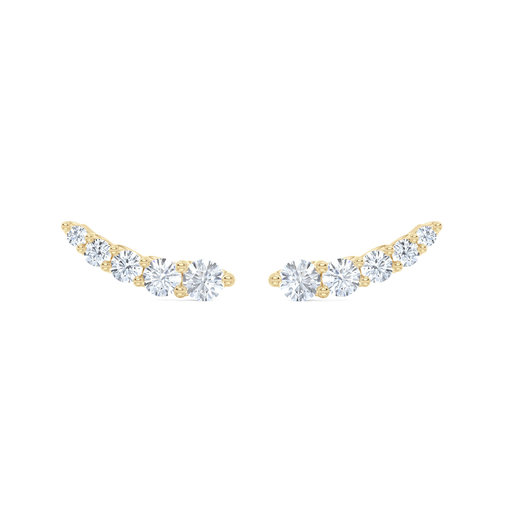 Legacy 1.00ct Round Cut Lab Diamond Ear Climber Stud Earrings in 18K Yellow Gold