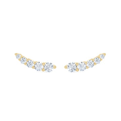 Legacy 1.00ct Round Cut Lab Diamond Ear Climber Stud Earrings in 18K Yellow Gold