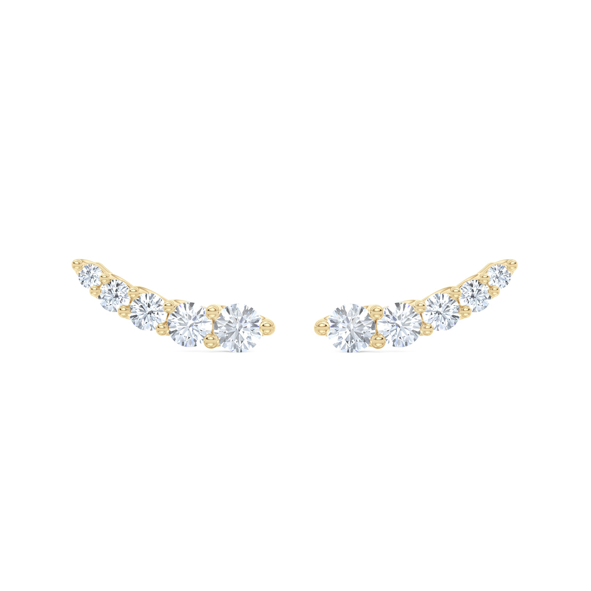 Legacy 1.00ct Round Cut Lab Diamond Ear Climber Stud Earrings in 18K Yellow Gold