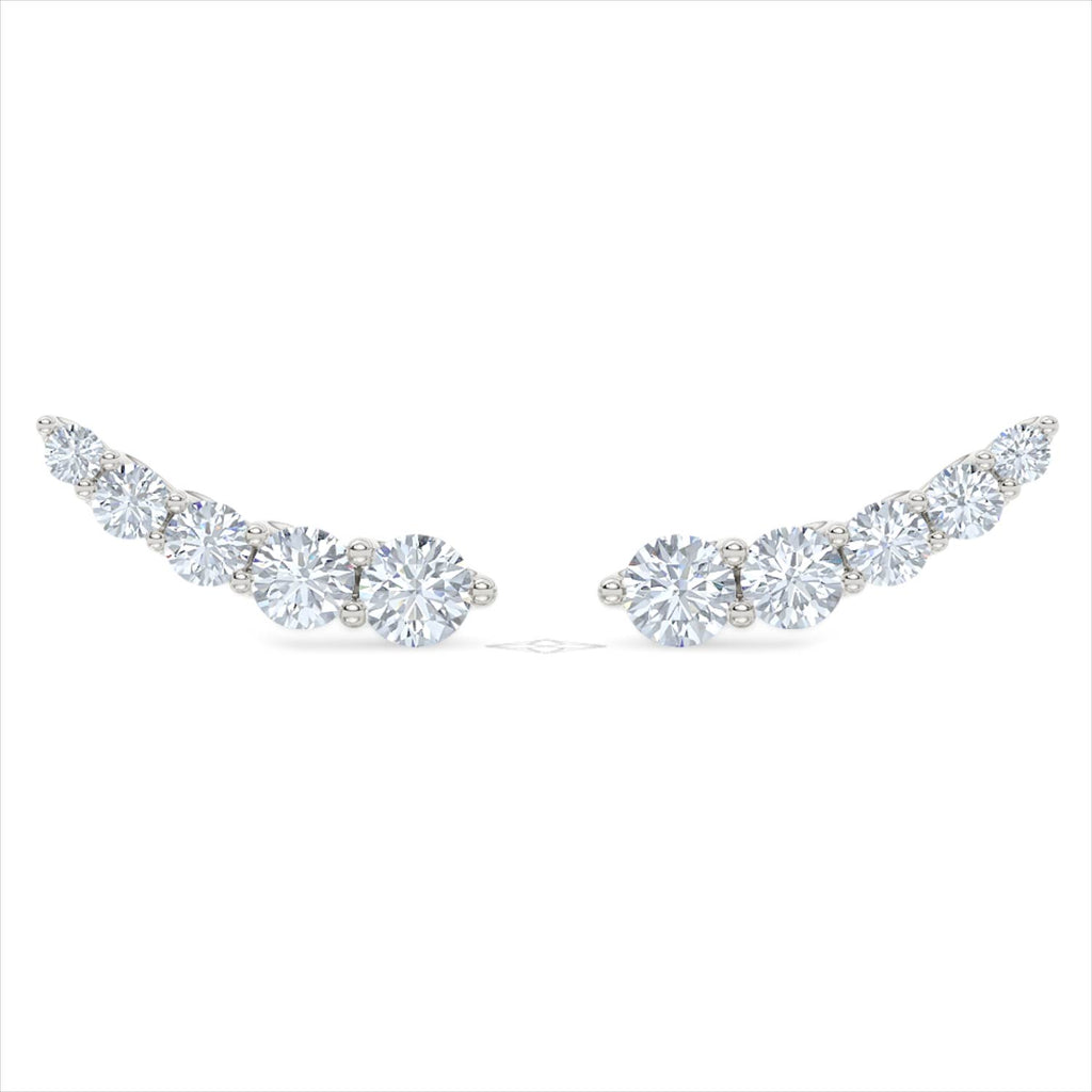 Legacy 2.00ct Round Cut Lab Diamond Ear Climber Earrings in 18K White Gold