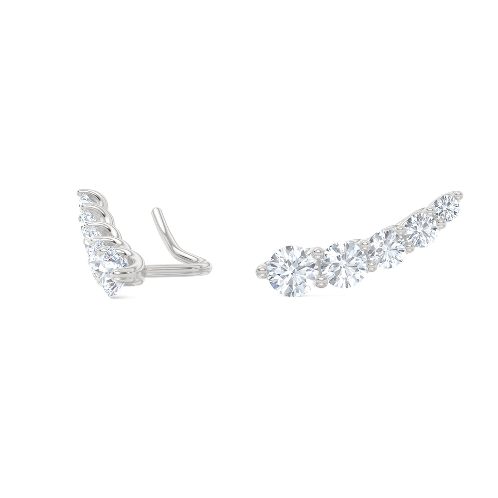 Legacy 2.00ct Round Cut Lab Diamond Ear Climber Earrings in 18K White Gold