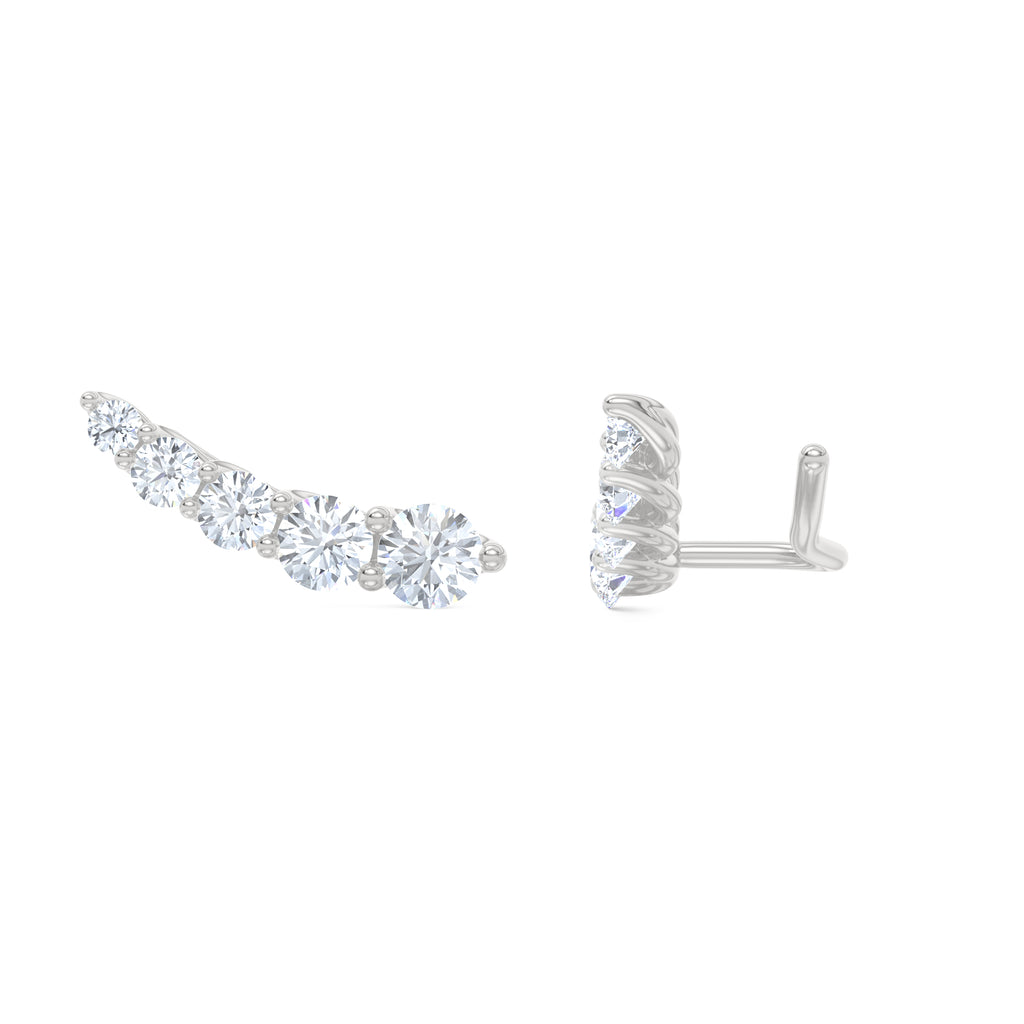 Legacy 2.00ct Round Cut Lab Diamond Ear Climber Earrings in 18K White Gold