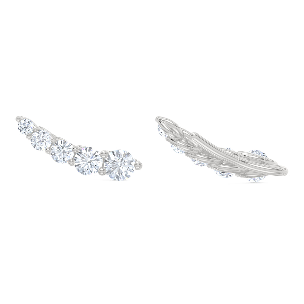 Legacy 2.00ct Round Cut Lab Diamond Ear Climber Earrings in 18K White Gold