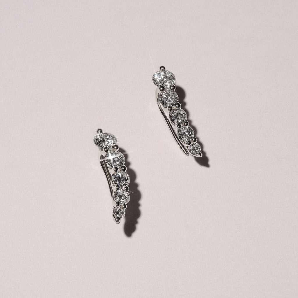 Legacy 2.00ct Round Cut Lab Diamond Ear Climber Earrings in 18K White Gold