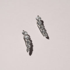 Legacy 2.00ct Round Cut Lab Diamond Ear Climber Earrings in 18K White Gold