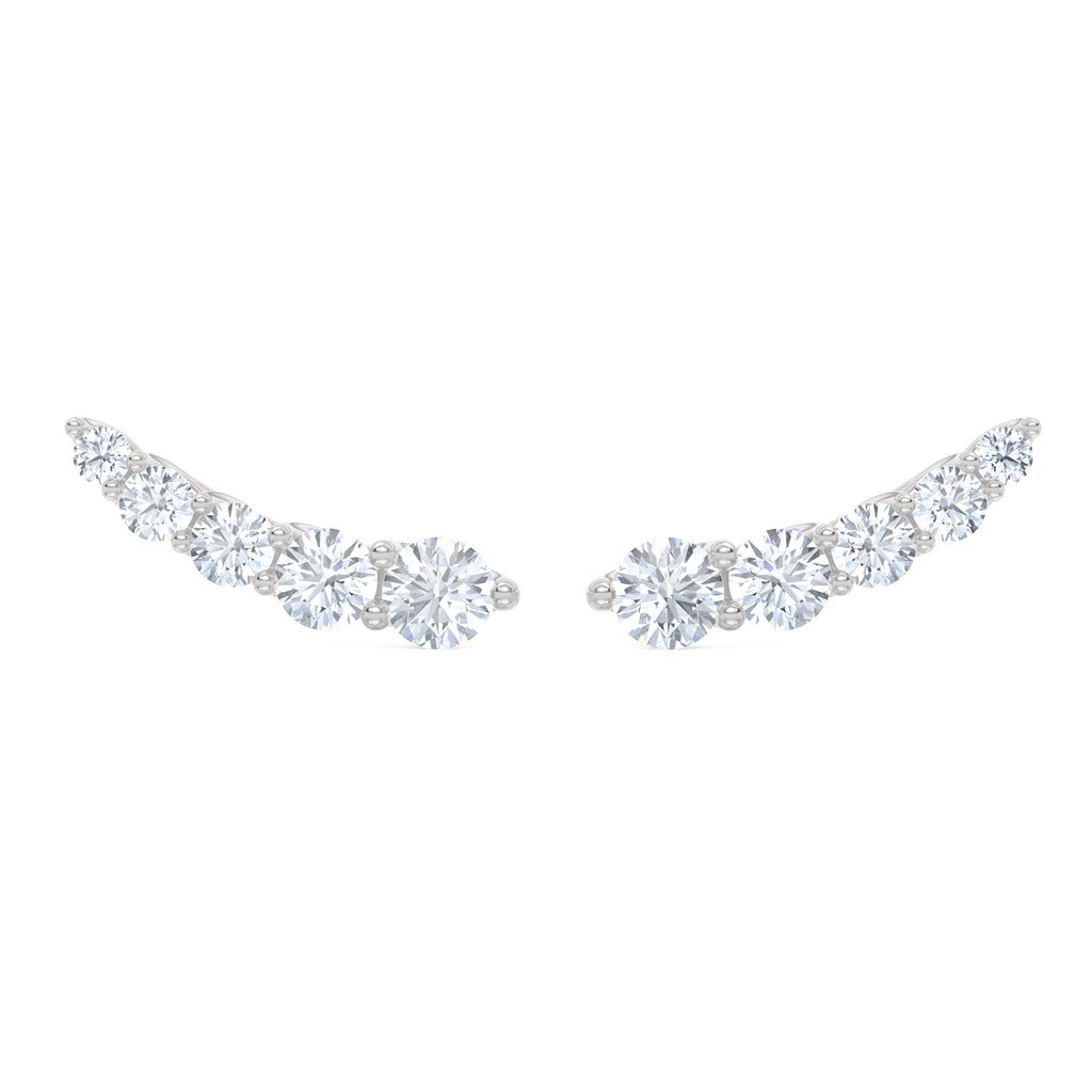 Legacy 2.00ct Round Cut Lab Diamond Ear Climber Earrings in 18K White Gold