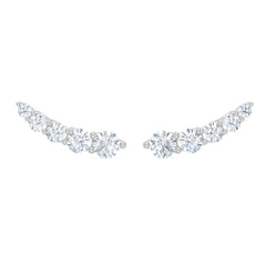 Legacy 2.00ct Round Cut Lab Diamond Ear Climber Earrings in 18K White Gold