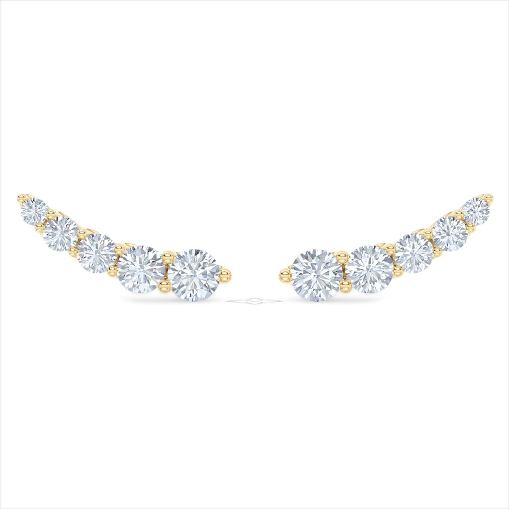 Legacy 2.00ct Round Cut Lab Diamond Ear Climber Earrings in 18K Yellow Gold