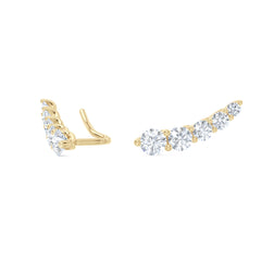 Legacy 2.00ct Round Cut Lab Diamond Ear Climber Earrings in 18K Yellow Gold