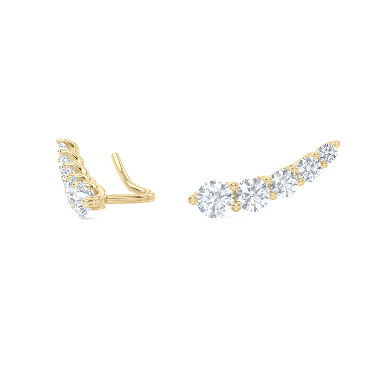 Legacy 2.00ct Round Cut Lab Diamond Ear Climber Earrings in 18K Yellow Gold