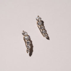 Legacy 2.00ct Round Cut Lab Diamond Ear Climber Earrings in 18K Yellow Gold