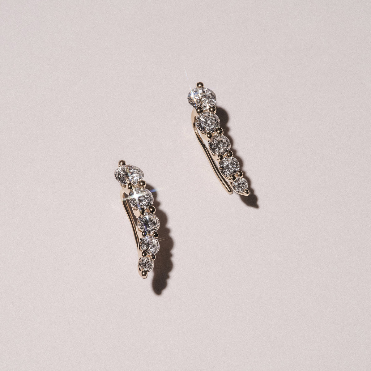 Legacy 2.00ct Round Cut Lab Diamond Ear Climber Earrings in 18K Yellow Gold