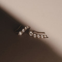 Legacy 2.00ct Round Cut Lab Diamond Ear Climber Earrings in 18K Yellow Gold