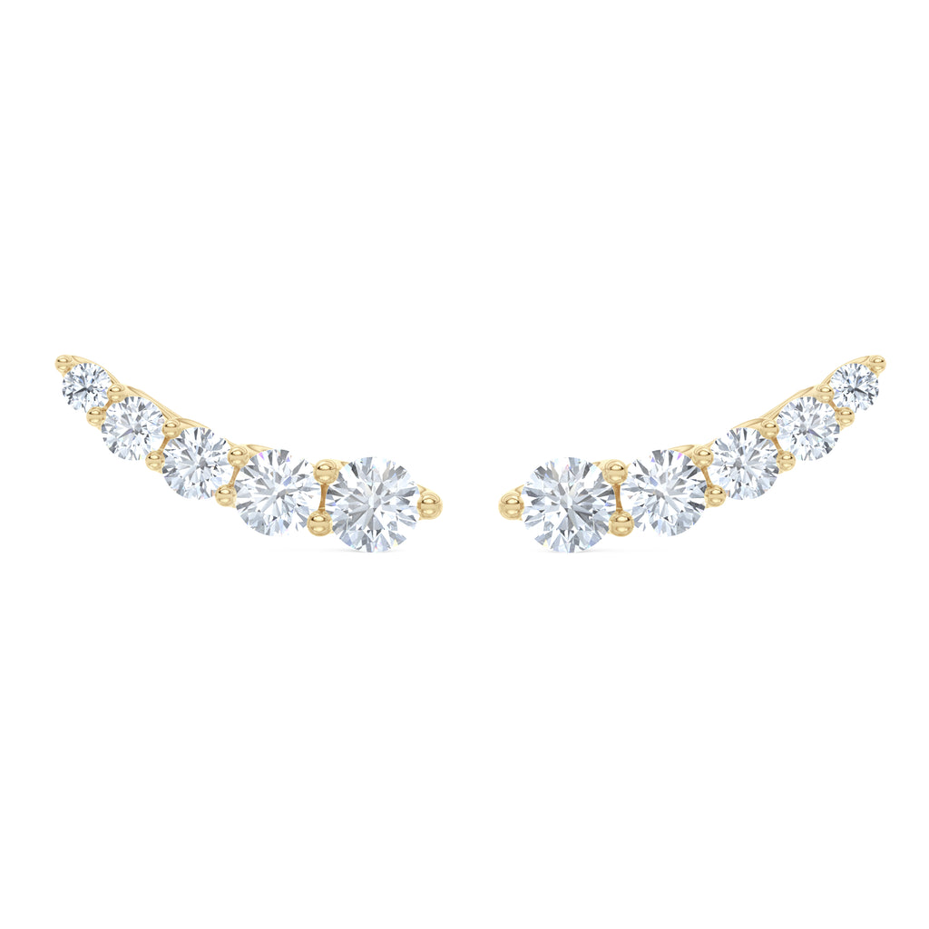Legacy 2.00ct Round Cut Lab Diamond Ear Climber Earrings in 18K Yellow Gold