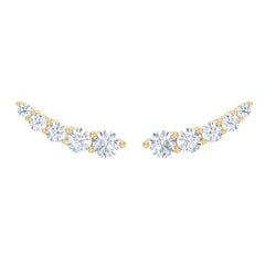 Legacy 2.00ct Round Cut Lab Diamond Ear Climber Earrings in 18K Yellow Gold