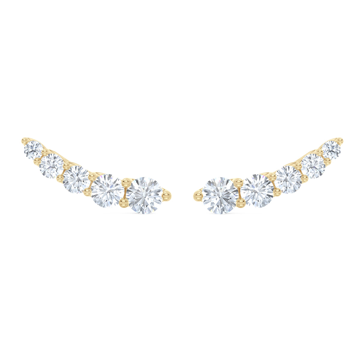 Legacy 2.00ct Round Cut Lab Diamond Ear Climber Earrings in 18K Yellow Gold