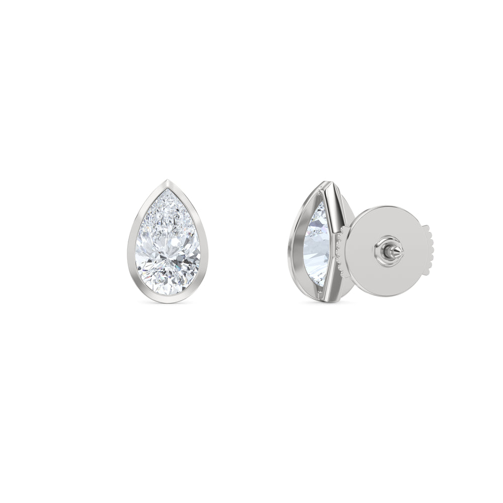 Bezel Set 2.00ct Pear Cut Lab Diamond Stud Earrings in Platinum