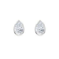 Bezel Set 3.00ct Pear Cut Lab Diamond Stud Earrings in Platinum
