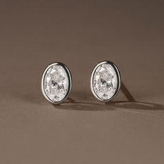 Skyline Bezel Set 2.00ct Oval Cut Lab Diamond Stud Earrings in Platinum
