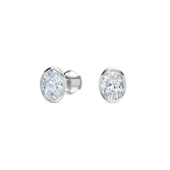Skyline Bezel Set 2.00ct Oval Cut Lab Diamond Stud Earrings in Platinum