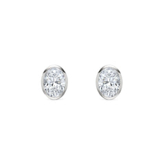 Skyline Bezel Set 2.00ct Oval Cut Lab Diamond Stud Earrings in Platinum