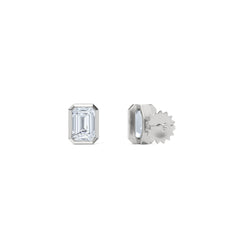 Skyline Bezel Set 1.00ct Emerald Cut Lab Diamond Stud Earrings in Platinum