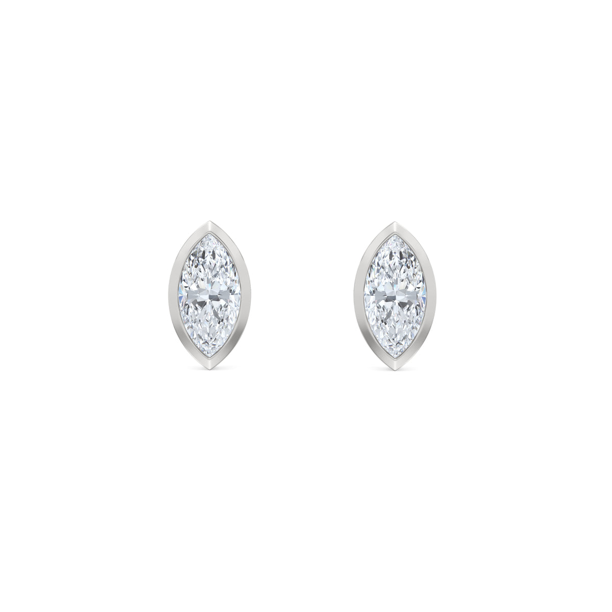 Bezel Set 1.00ct Marquise Cut Lab Diamond Stud Earrings in Platinum