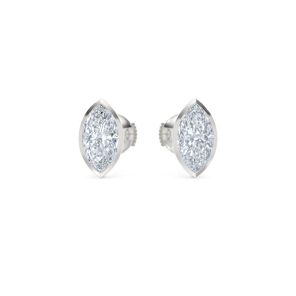 Bezel Set 2.00ct Marquise Cut Lab Diamond Stud Earrings in Platinum