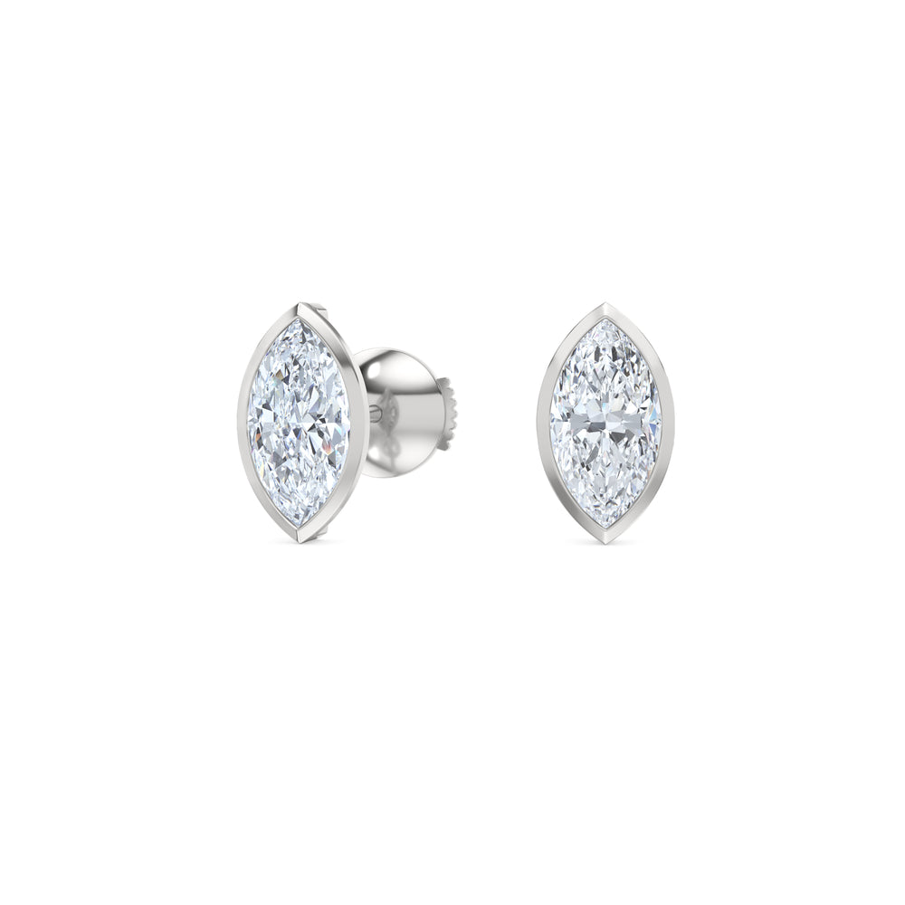 Bezel Set 2.00ct Marquise Cut Lab Diamond Stud Earrings in Platinum