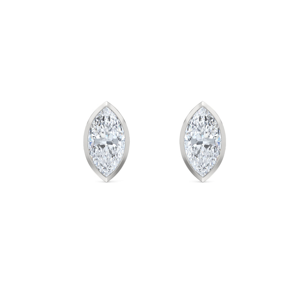 Bezel Set 2.00ct Marquise Cut Lab Diamond Stud Earrings in Platinum