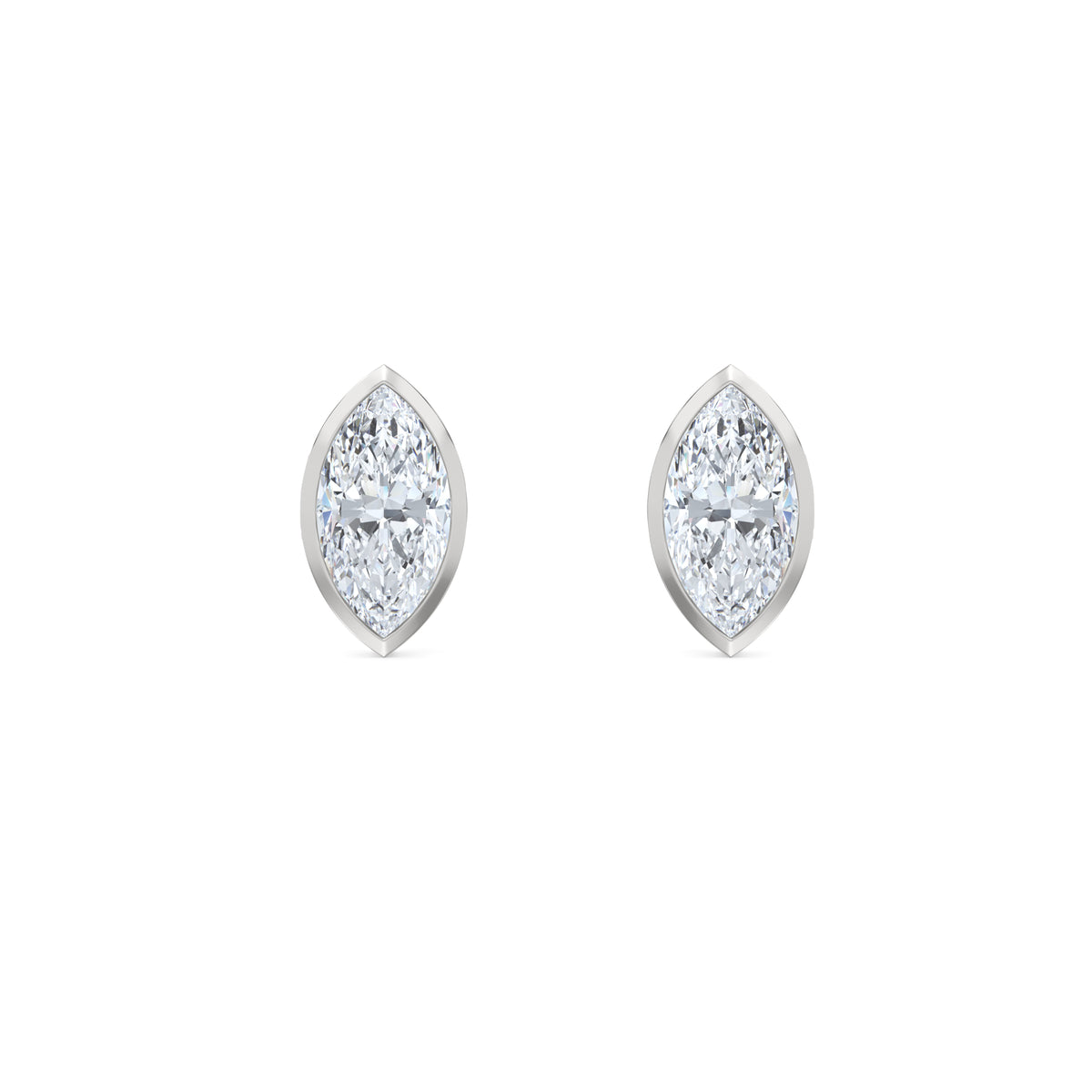 Bezel Set 2.00ct Marquise Cut Lab Diamond Stud Earrings in 18K White Gold