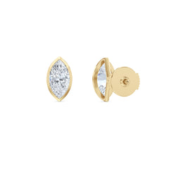 Skyline Bezel Set 2.00ct Marquise Cut Lab Diamond Stud Earrings in 18K Yellow Gold