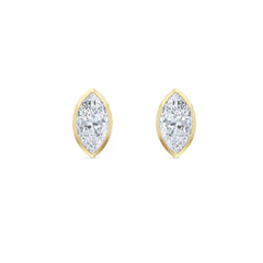 Skyline Bezel Set 2.00ct Marquise Cut Lab Diamond Stud Earrings in 18K Yellow Gold