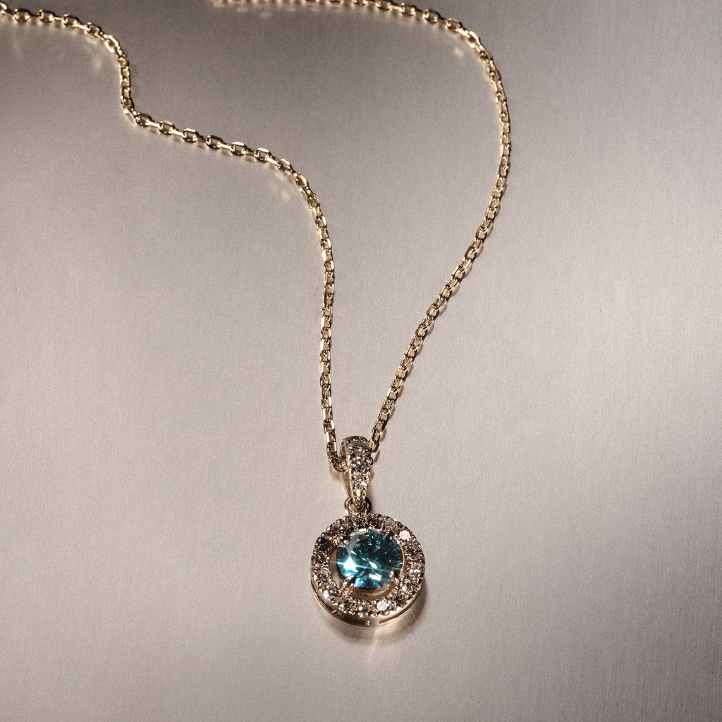 Ella Blue Lab Diamond 1.38ct Pendant Necklace in 18K Yellow Gold - Elara Collection
