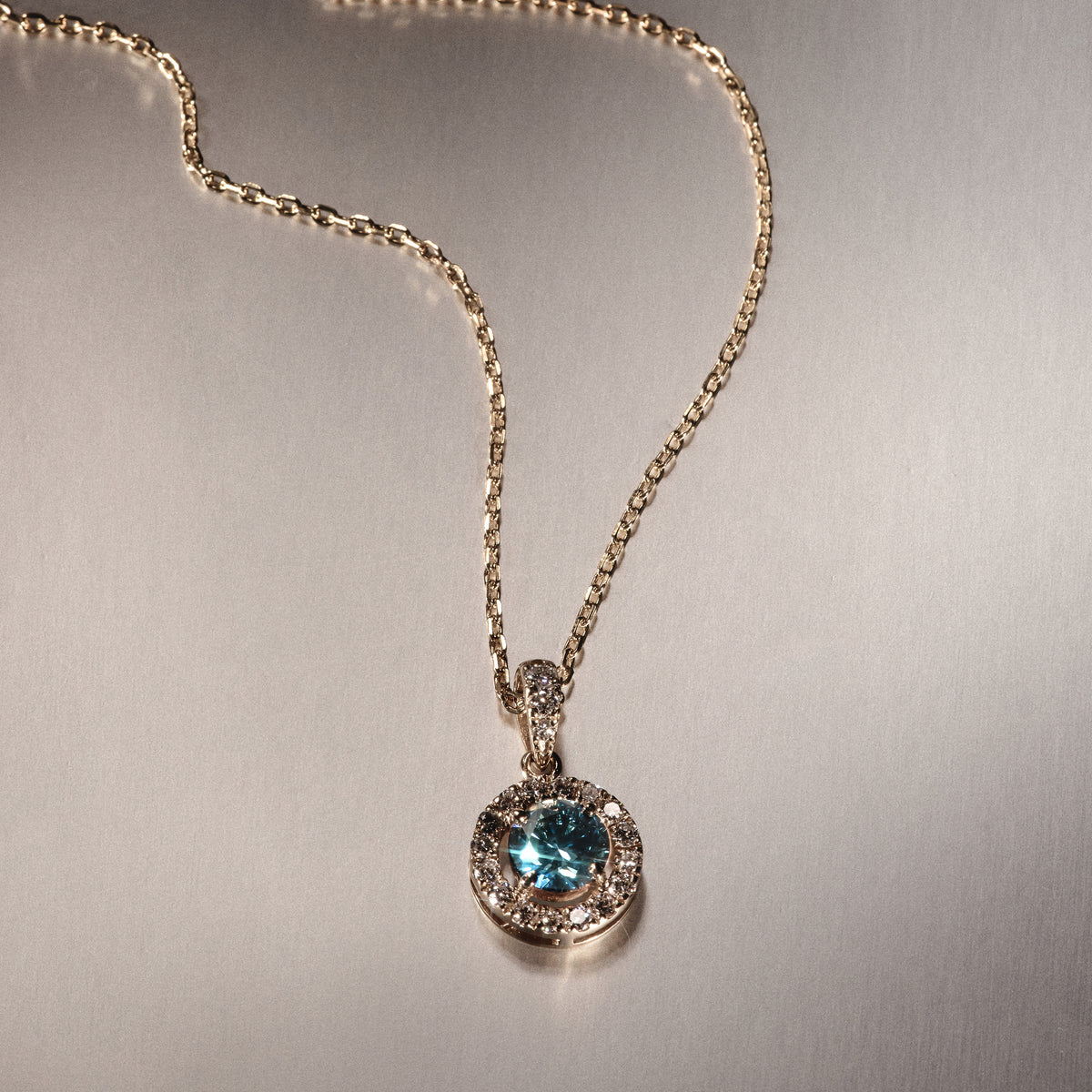 Ella Blue Lab Diamond 1.38ct Pendant Necklace in 18K Yellow Gold - Elara Collection