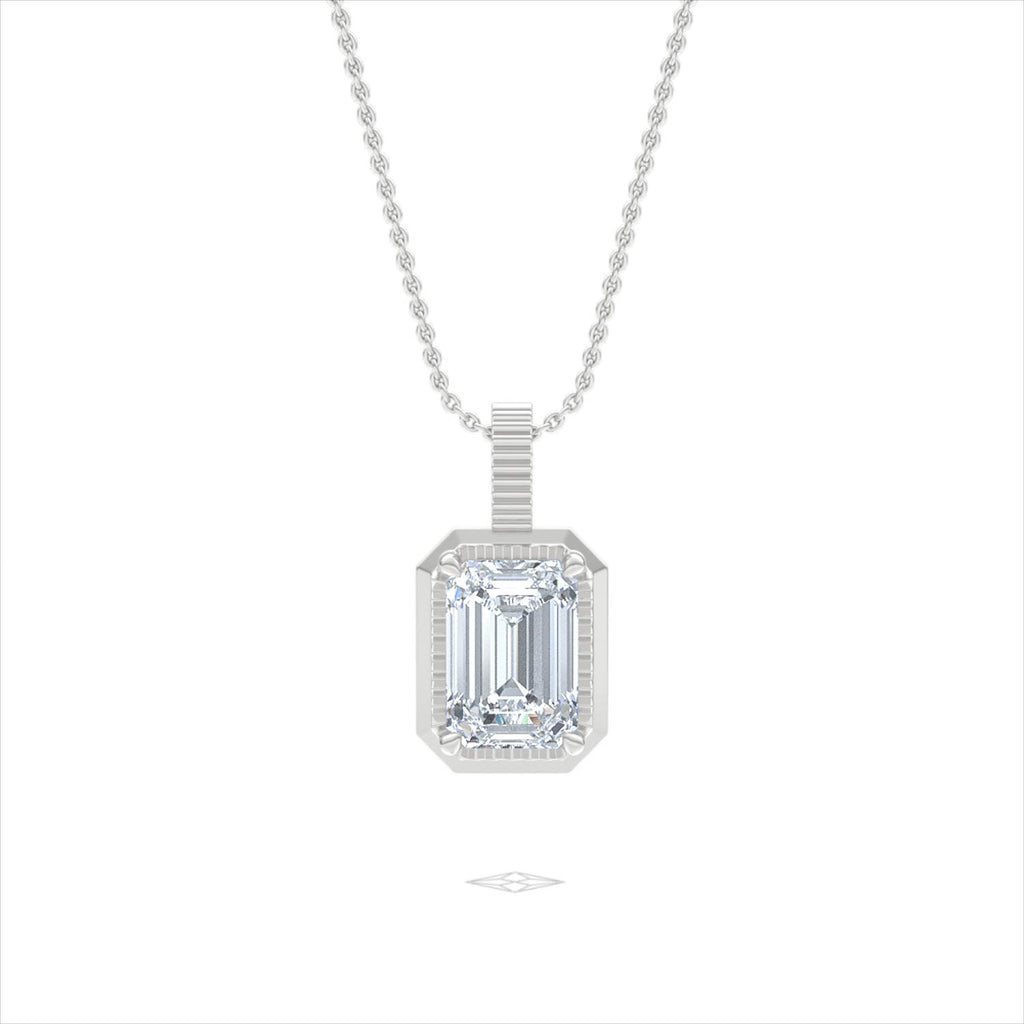 Gallery 1.00ct Emerald Cut Lab Diamond Solitaire Pendant Necklace in 14K White Gold