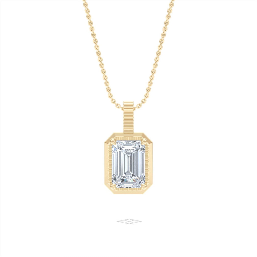 Gallery 1.00ct Emerald Cut Lab Diamond Solitaire Pendant Necklace in 14K Yellow Gold