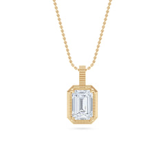 Gallery 1.00ct Emerald Cut Lab Diamond Solitaire Pendant Necklace in 14K Yellow Gold