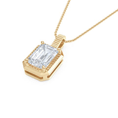 Gallery 1.00ct Emerald Cut Lab Diamond Solitaire Pendant Necklace in 14K Yellow Gold