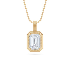 Gallery 1.00ct Emerald Cut Lab Diamond Solitaire Pendant Necklace in 14K Yellow Gold
