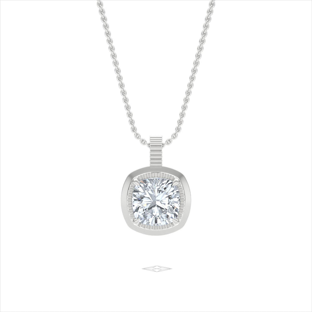 Gallery 1.00ct Cushion Cut Lab Diamond Solitaire Pendant Necklace in 14K White Gold