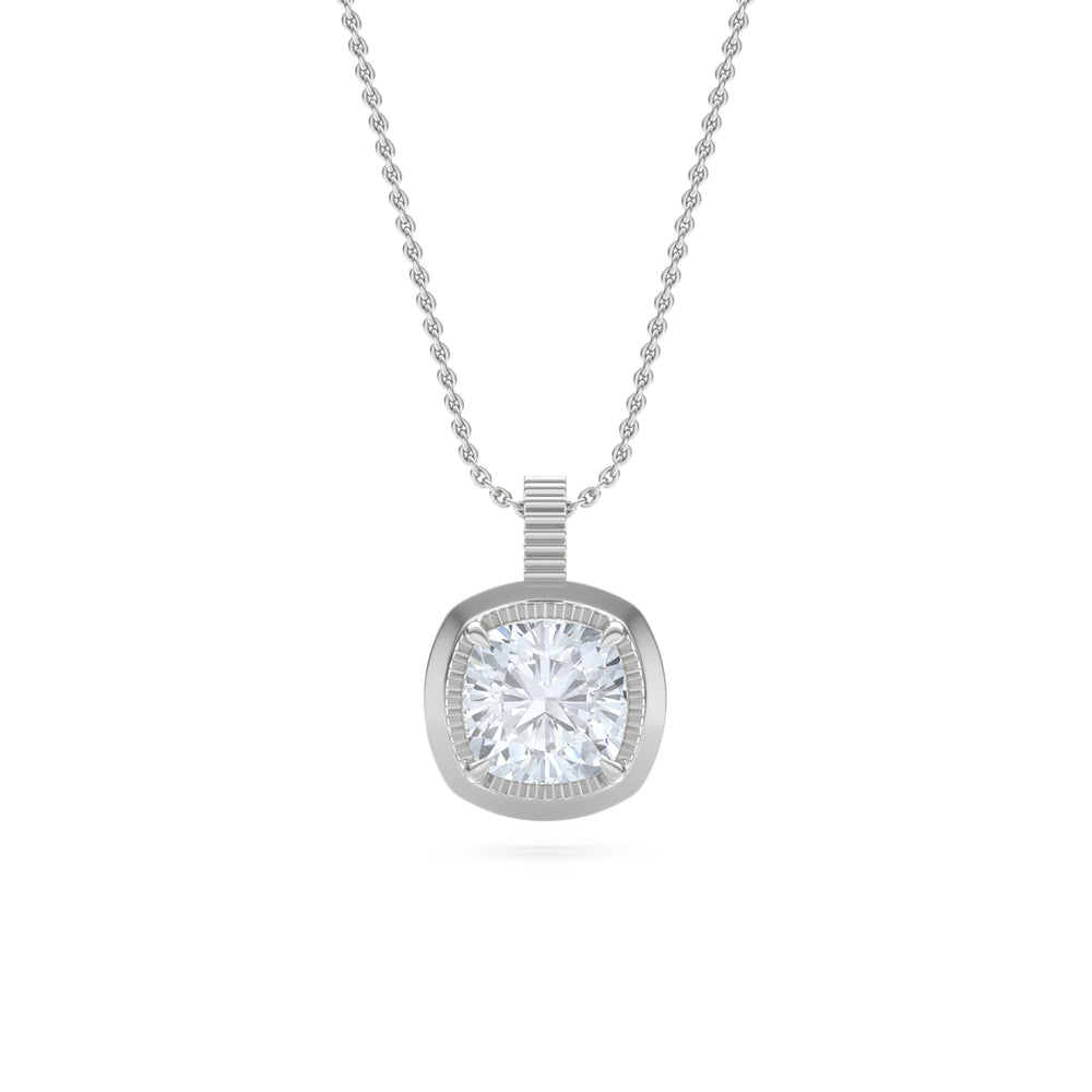 Gallery 1.00ct Cushion Cut Lab Diamond Solitaire Pendant Necklace in 14K White Gold