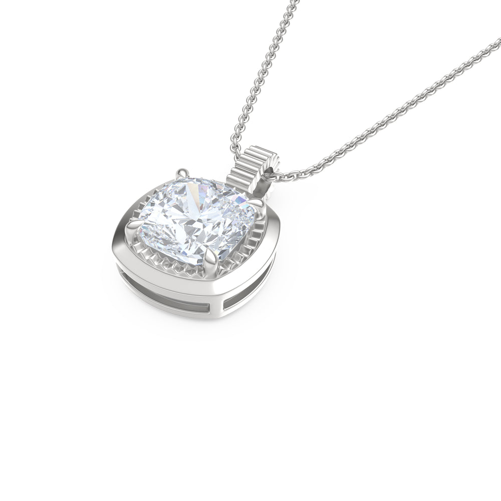Gallery 1.00ct Cushion Cut Lab Diamond Solitaire Pendant Necklace in 14K White Gold