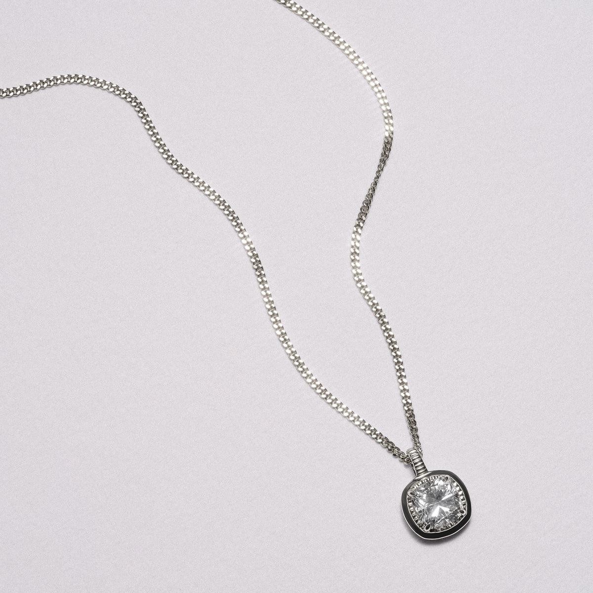 Gallery 1.00ct Cushion Cut Lab Diamond Solitaire Pendant Necklace in 14K White Gold