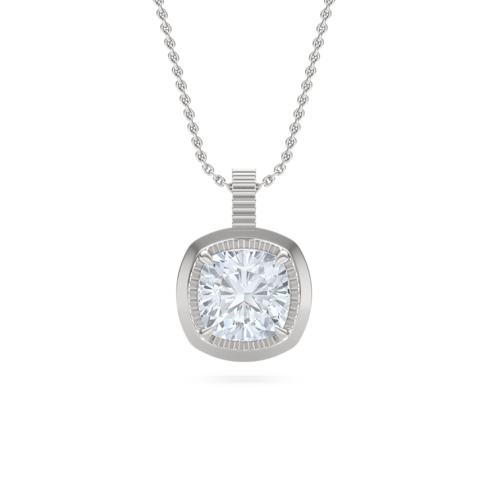 Gallery 1.00ct Cushion Cut Lab Diamond Solitaire Pendant Necklace in 14K White Gold