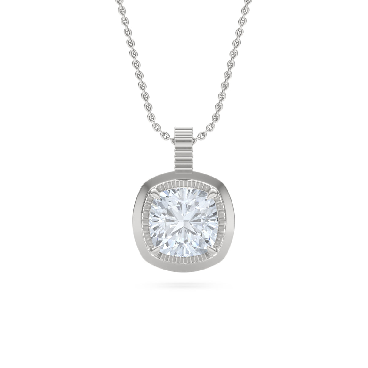 Gallery 1.00ct Cushion Cut Lab Diamond Solitaire Pendant Necklace in 14K White Gold