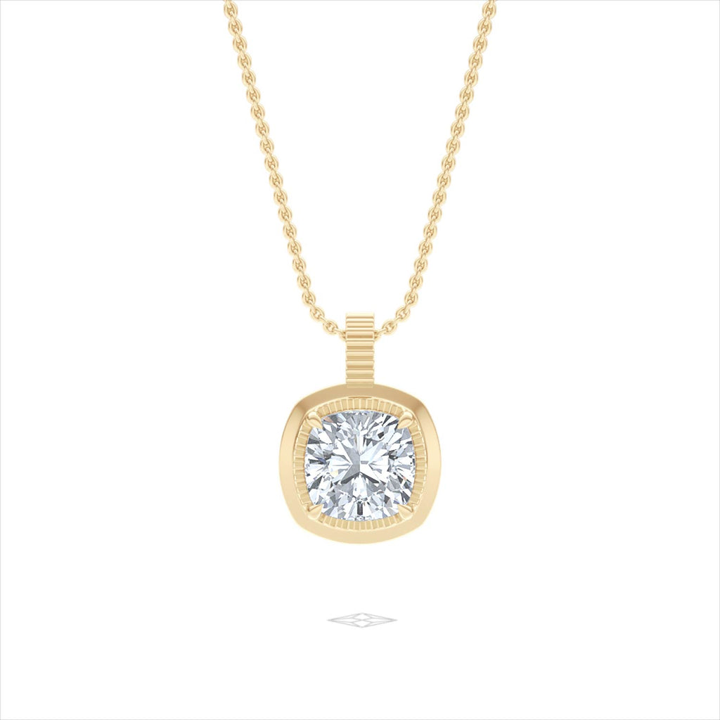 Gallery 1.00ct Cushion Cut Lab Diamond Solitaire Pendant Necklace in 14K Yellow Gold