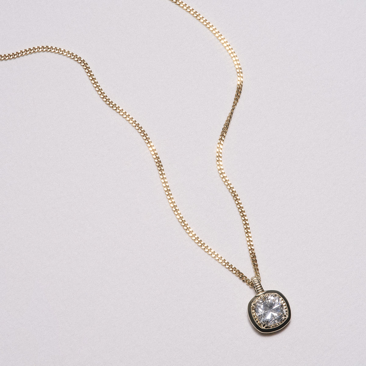 Gallery 1.00ct Cushion Cut Lab Diamond Solitaire Pendant Necklace in 14K Yellow Gold