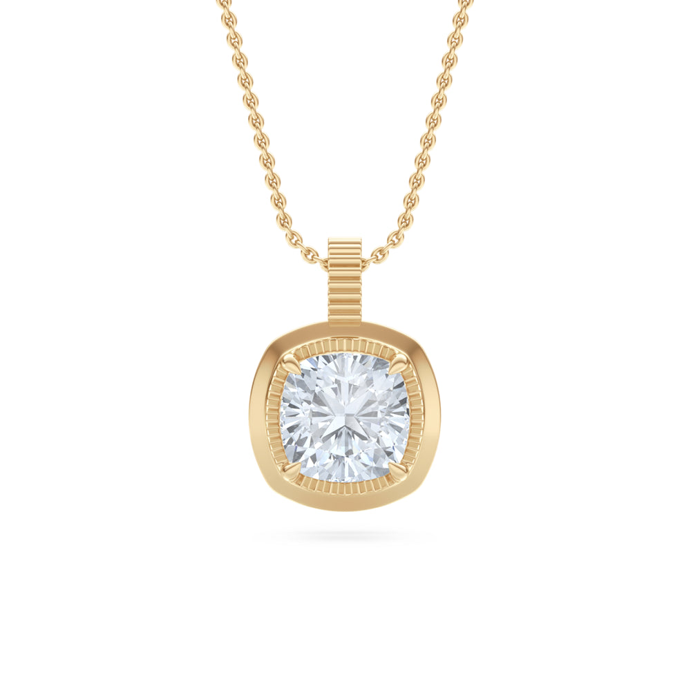 Gallery 1.00ct Cushion Cut Lab Diamond Solitaire Pendant Necklace in 14K Yellow Gold